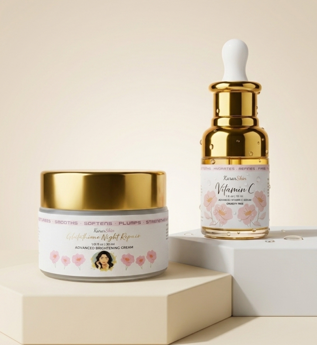 Glutathione Night Cream + Vitamin C Serum Combo